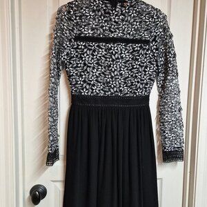 Alexia Admor Black & White Lace Long Sleeve Dress Size S